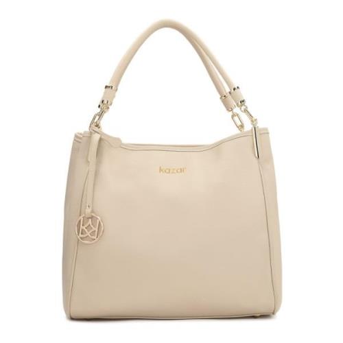 Ruime leren tas in neutrale beige kleur Kazar , Beige , Dames