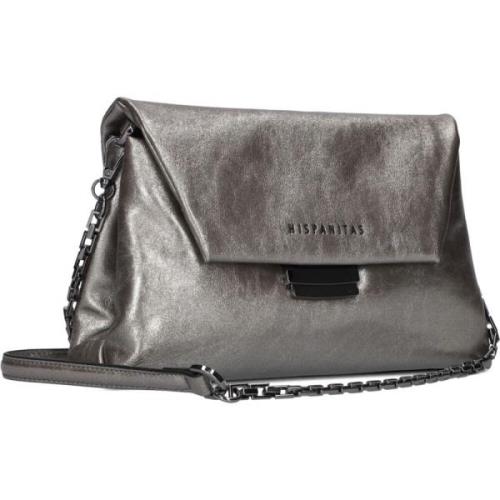 Zilver Leren Crossbody Tas Hispanitas , Gray , Dames