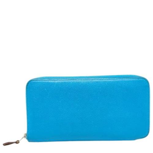 Pre-owned Leather wallets Hermès Vintage , Blue , Dames