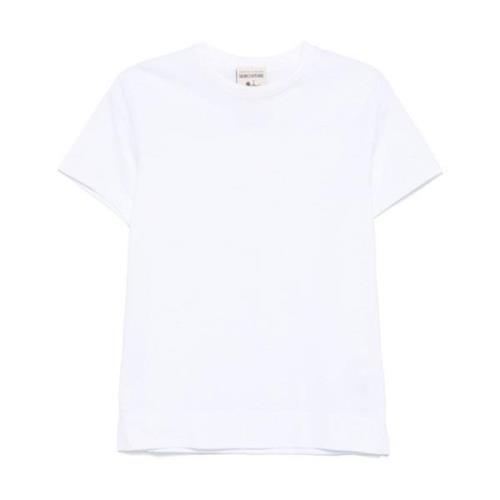 Wit Katoenen T-shirt Ronde Hals Korte Mouwen Semicouture , White , Dam...