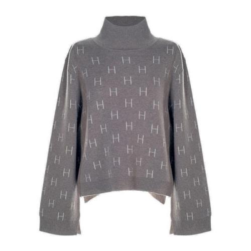 Zachte Gebreide Coltrui Sweater Linda Mole Hést , Gray , Dames