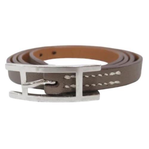 Pre-owned Leather bracelets Hermès Vintage , Gray , Dames