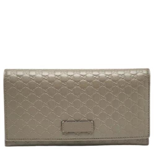 Pre-owned Leather wallets Gucci Vintage , Gray , Dames