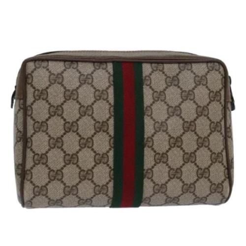 Pre-owned Leather clutches Gucci Vintage , Beige , Dames