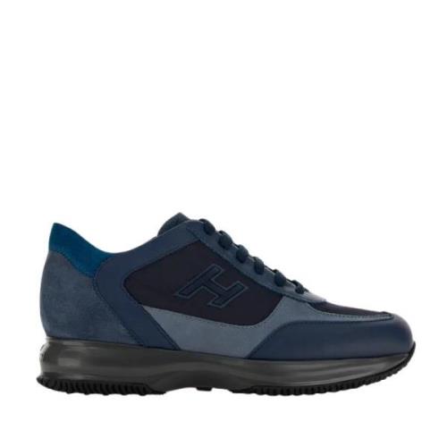 Blauwe Leren Sneakers met Verhoogd Logo Hogan , Blue , Heren