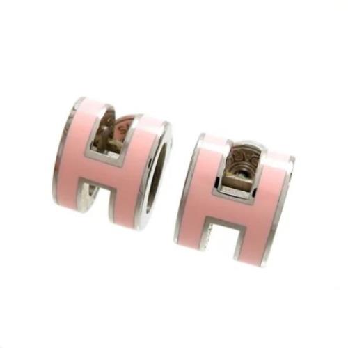 Pre-owned Metal earrings Hermès Vintage , Pink , Dames