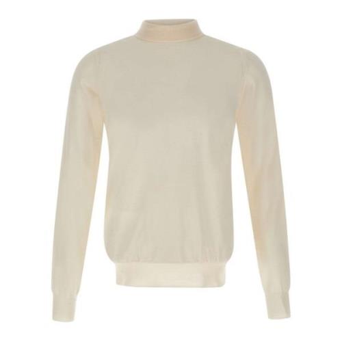 Heren Wol Turtleneck Trui Paolo Pecora , White , Heren