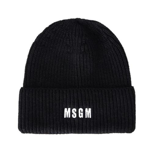 Zwarte Impact Beanie van wolmix Msgm , Black , Heren