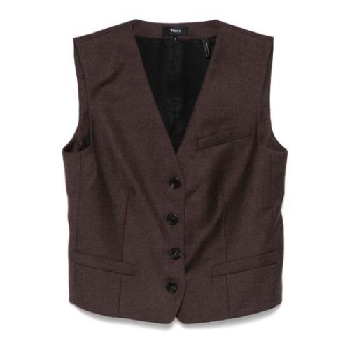 Grijze Sweater Vest met V-hals Theory , Brown , Dames