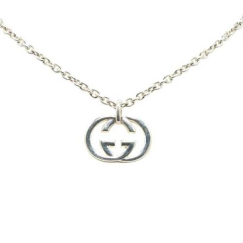 Pre-owned Fabric necklaces Gucci Vintage , Gray , Heren