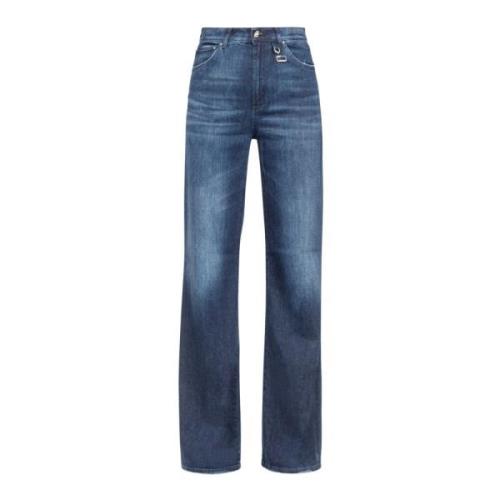 Donkere Wassing Hoge Taille Wijde Pijp Jeans Dondup , Blue , Dames