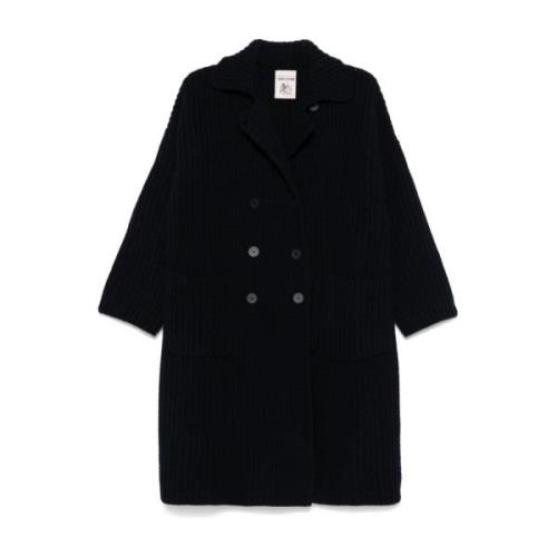 Navy Blue Wool Blend Coat Semicouture , Blue , Dames