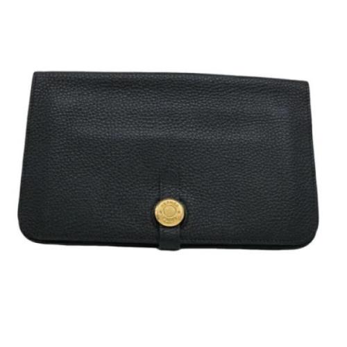 Pre-owned Leather wallets Hermès Vintage , Black , Dames