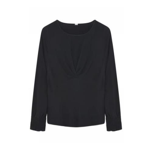 Elegante Zwarte Blouse met Knoopdetail Gustav , Black , Dames