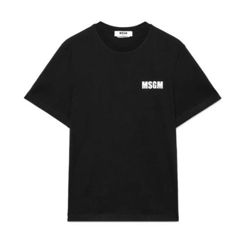 Zwart Impact Logo Jersey T-shirt Msgm , Black , Heren