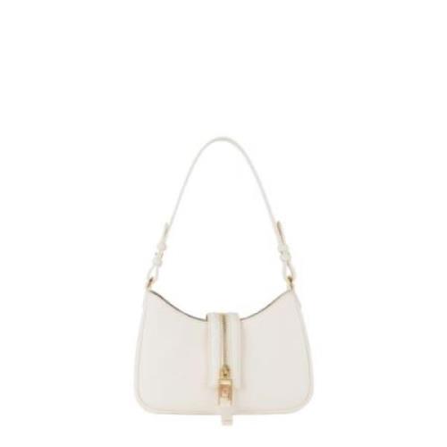 Ivoor Hobo Tas met Gouden Rits Elisabetta Franchi , Beige , Dames