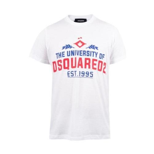 Grafische Print Katoenen T-shirt Mannen Dsquared2 , White , Heren