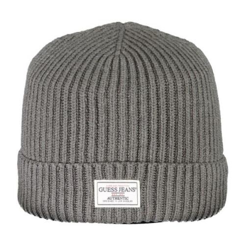 Heren Grijze Beanie met Logo Guess , Gray , Heren