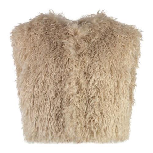 Faux Fur Waistcoat with Pockets Isabel Marant , Beige , Dames