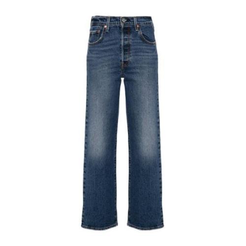 Blauwe Ribcage Straight Jeans in Denim Levi's , Blue , Dames