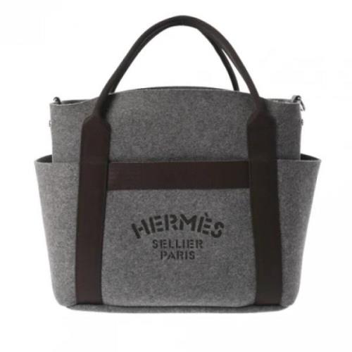 Pre-owned Leather handbags Hermès Vintage , Gray , Dames