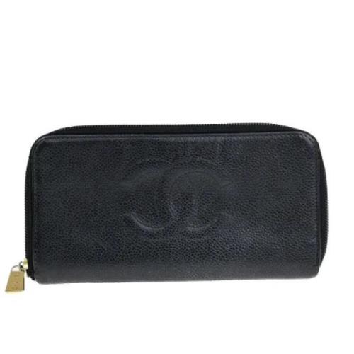 Pre-owned Leather wallets Chanel Vintage , Black , Dames