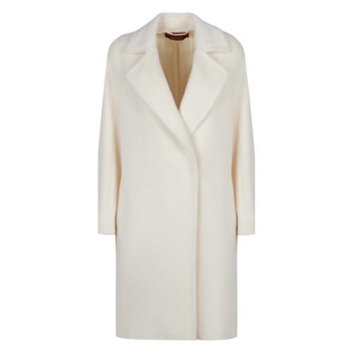 Alpaca Wol Revers Jas Max Mara Studio , White , Dames