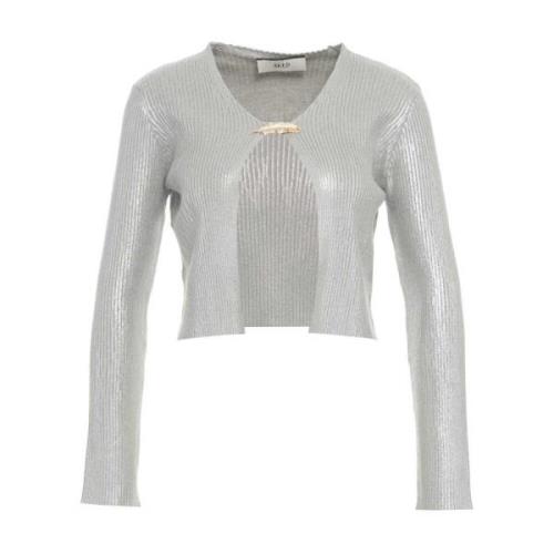 Zilveren Crop Gebreid Vest Akep , Gray , Dames