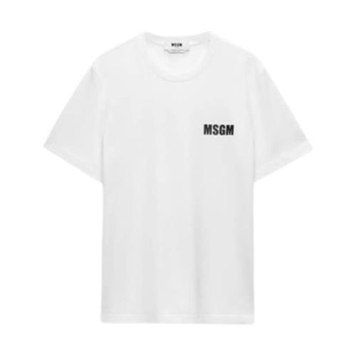 Wit Impact Logo Jersey T-Shirt Msgm , White , Heren