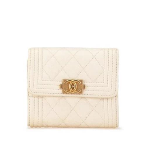 Pre-owned Leather wallets Chanel Vintage , White , Dames