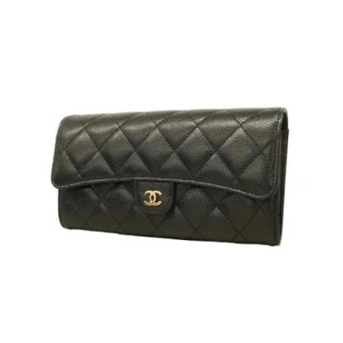 Pre-owned Leather wallets Chanel Vintage , Black , Dames