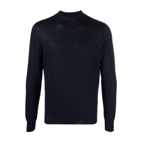 Virgin Wool Crew-Neck Gebreide kleding Barba , Blue , Heren