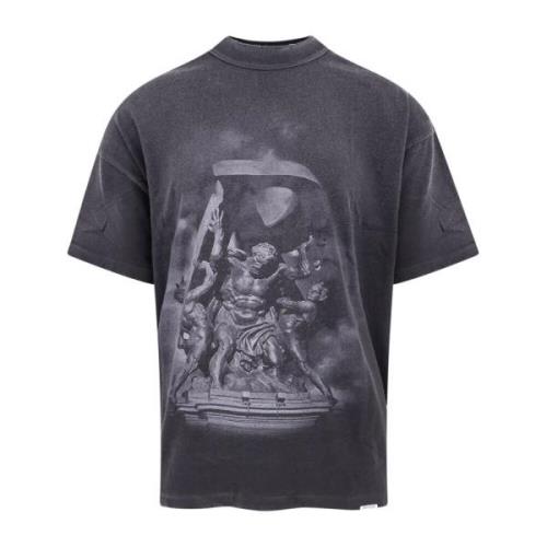 Vintage Katoenen T-shirt met Print Represent , Black , Heren