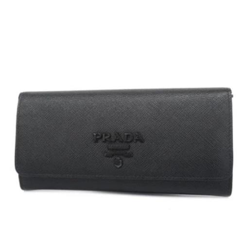 Pre-owned Leather wallets Prada Vintage , Black , Dames