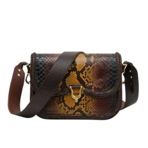 Python Crossbody Tas Mini Manon Claris Virot , Brown , Dames