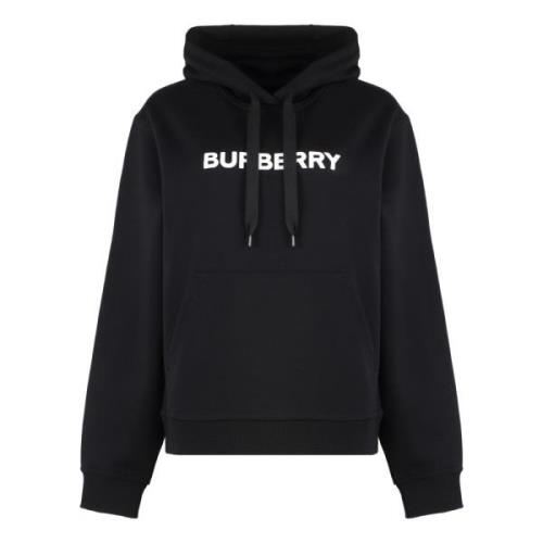 Geribbelde katoenen hoodie met elastaan Burberry , Black , Dames