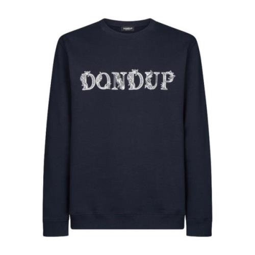 Logo Print Katoenen Trui Dondup , Blue , Heren