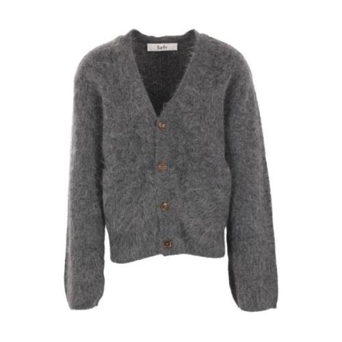 Grijze Alpaca V-Hals Cardigan Sweater Séfr , Gray , Heren