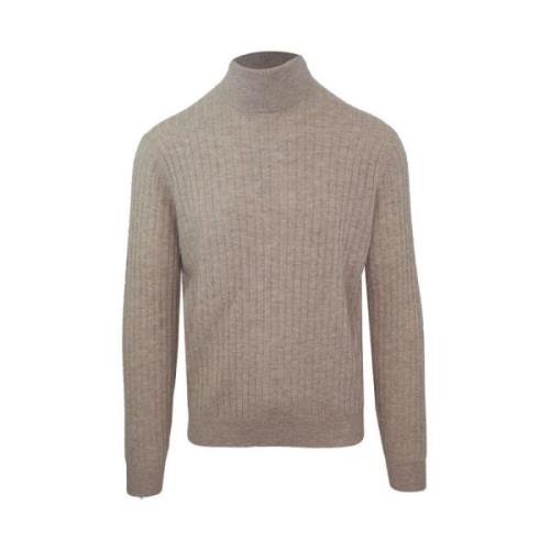 Heren Turtleneck Sweater in wol-kasjmier ribgebreid Malo , Beige , Her...