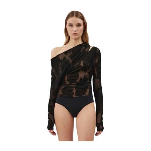 Doorschijnende Zwarte Dhyani Top Amazuin , Black , Dames