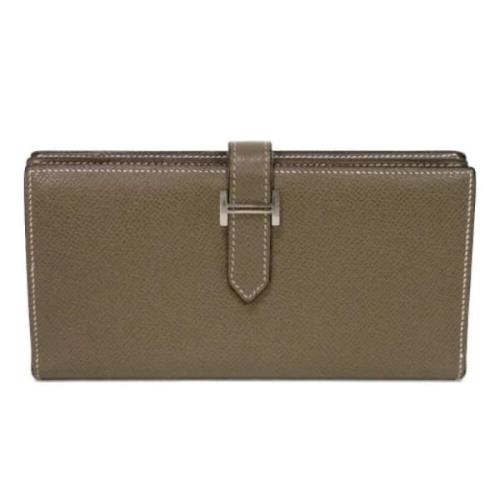 Pre-owned Leather wallets Hermès Vintage , Gray , Dames