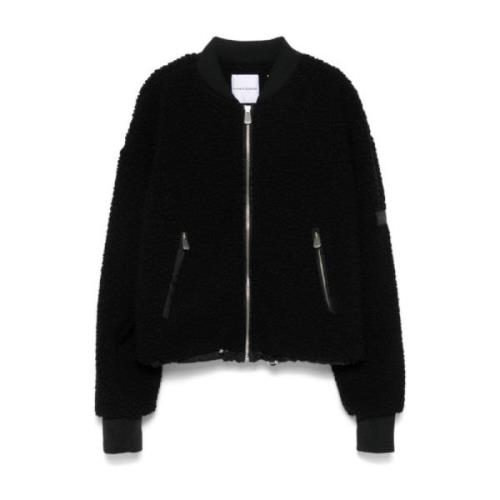 Faux Shearling Baseball Kraag Jas Pinko , Black , Dames