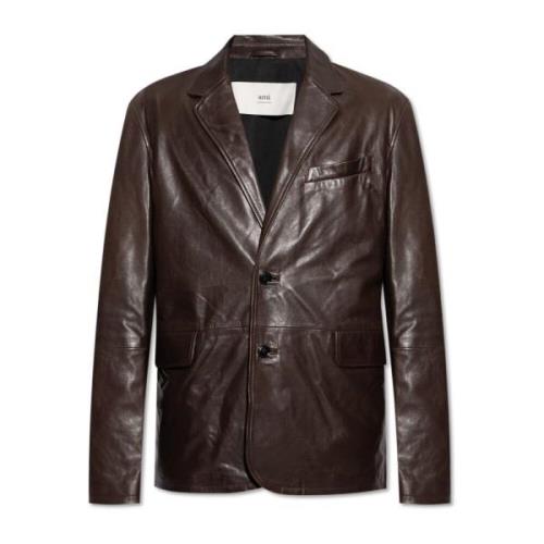 Leren blazer Ami Paris , Brown , Heren