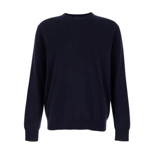 Blauwe Cashmere Crewneck Sweater Plain Units , Blue , Heren