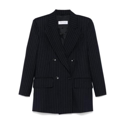 Navy Blauwe Pinstripe Blazer Max Mara , Blue , Dames