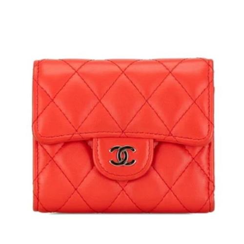 Pre-owned Leather wallets Chanel Vintage , Orange , Dames