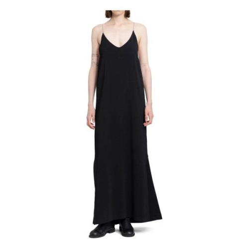 Zwarte Viscose Maxi Jurk Thom Krom , Black , Dames