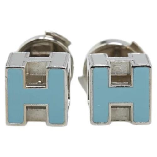 Pre-owned Metal earrings Hermès Vintage , Blue , Dames