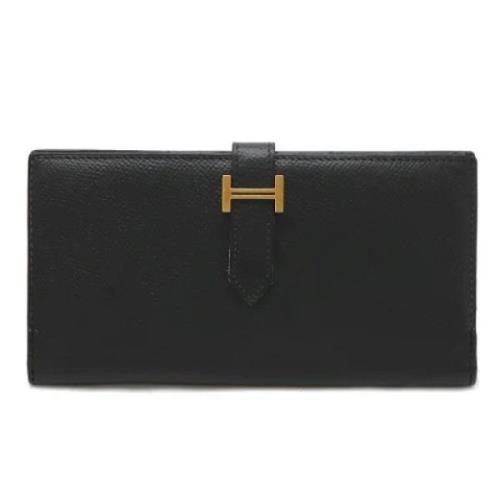 Pre-owned Leather wallets Hermès Vintage , Black , Dames