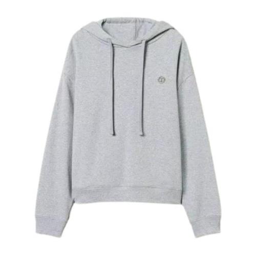 Grijze Hoodies met Voorlogo Twinset , Gray , Dames